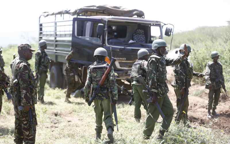 File image of police officers in the North Rift region.